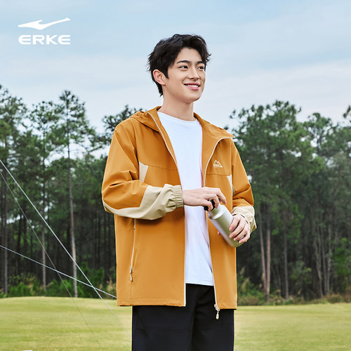 鸿星尔克外套男2025冬季新款男士户外防泼水冲锋运动夹克上衣风衣 - 图2