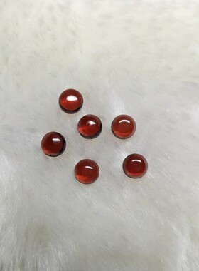 红石榴石莫桑比克圆形1.5~6mm平底光面素面裸石镶嵌戒面耳钉吊坠