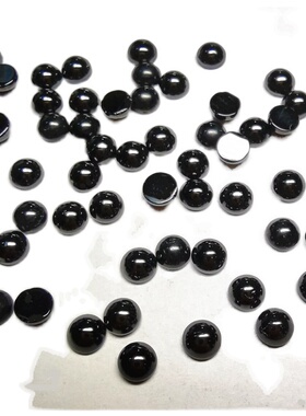 黑尖晶黑宝石黑锆石2mm~12mm圆形平底素面光面蛋面裸石戒面