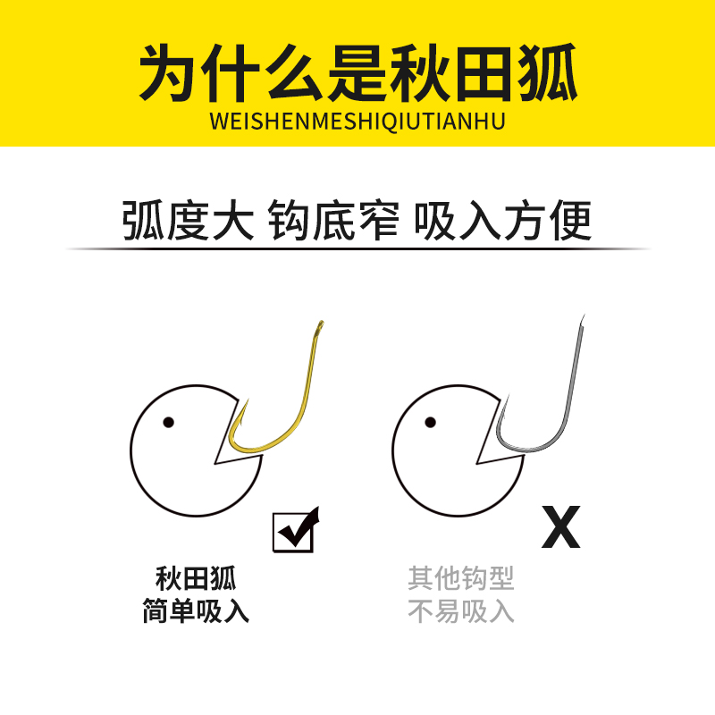 秋田狐鱼钩正品散装管付钩柄平打鲫鱼钩野钓神器防沉底渔具大全-图0