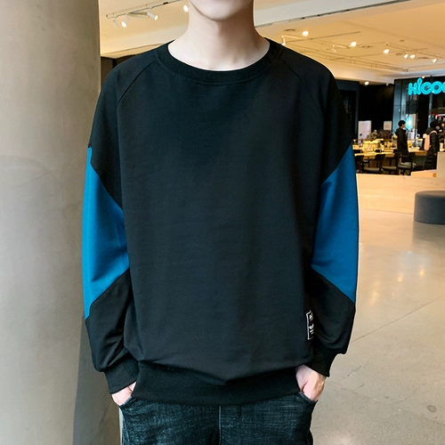 Мужской трендовый осенний лонгслив, осенняя базовая толстовка, в корейском стиле