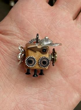 手工蒸汽朋克机器人项链挂件钥匙扣车吊坠情侣亲子diy礼物包包挂