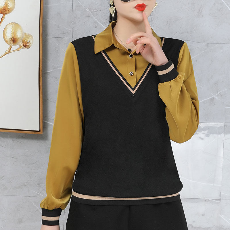 假两件衬衫女2022早春新款打底衫 依妮奴女装衬衫