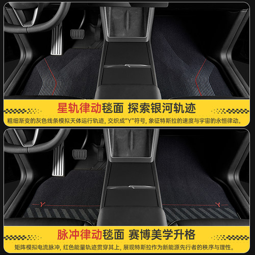 3W适用于特斯拉焕新版Model Y脚垫全TPE脚垫独家定制律动系列毯面 - 图1