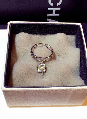 韩国水晶字母开口戒指