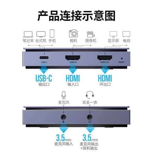 绿联USB3.0HDMI视频采集卡4K高清转手机笔记本电脑摄像机器录直播 - 图3