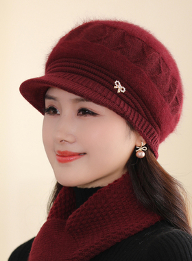 中老年人帽子女冬保暖加绒妈妈帽