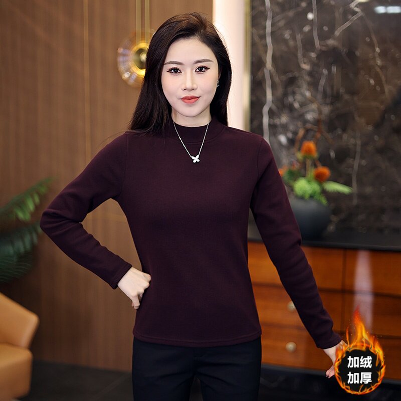 德绒打底衫女长袖T恤新款秋冬半高领保暖内搭显瘦修身衣服上衣女,淘宝优惠券,粉丝福利购,淘宝优惠卷