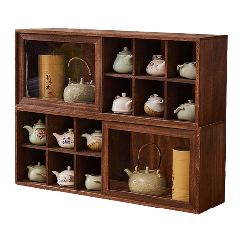 实木博古架茶叶柜茶具收纳柜置物茶杯架多宝阁展示架壁挂茶壶中式 - 图3