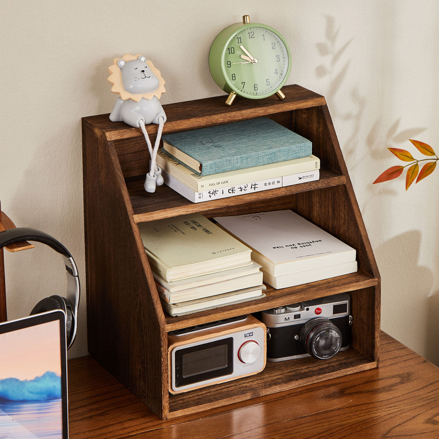 实木桌面收纳盒化妆品档案票据办公a4资料分层置物架书架文件架,淘宝优惠券,粉丝福利购,淘宝优惠卷