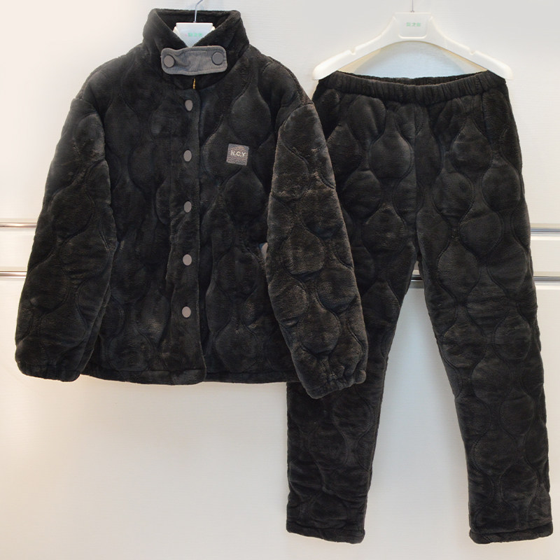 妮可雅情侣睡衣冬季男女士玉狐绒三层加厚夹棉保暖棉袄立领家居服,淘宝优惠券,粉丝福利购,淘宝优惠卷