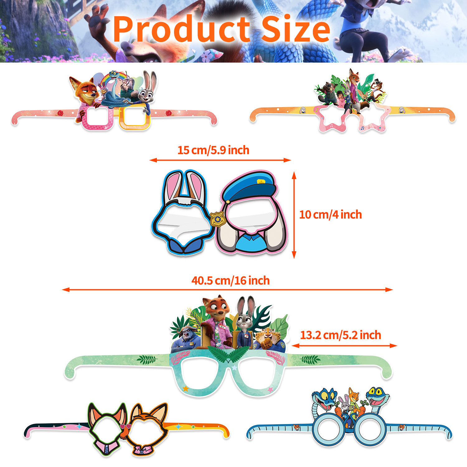 疯狂动物城2派对纸质眼镜装饰朱迪和尼克派对拍照眼镜氛围道具,淘宝优惠券,粉丝福利购,淘宝优惠卷