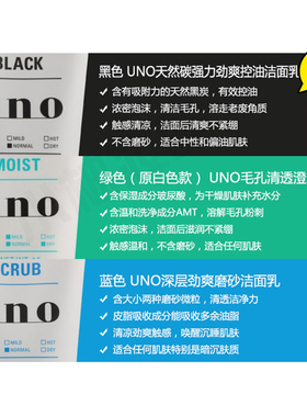 uno日本男士保湿毛孔洗面奶
