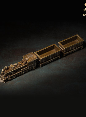 铜师傅 见微系列《蒸汽机车》办公室创意复古火车模型铜工艺摆件