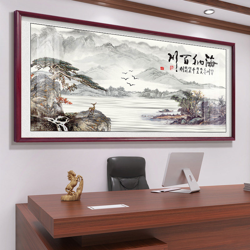 万里长城国画办公室挂画大会堂背景墙山水画靠山图实木字画装饰画,淘宝优惠券,粉丝福利购,淘宝优惠卷