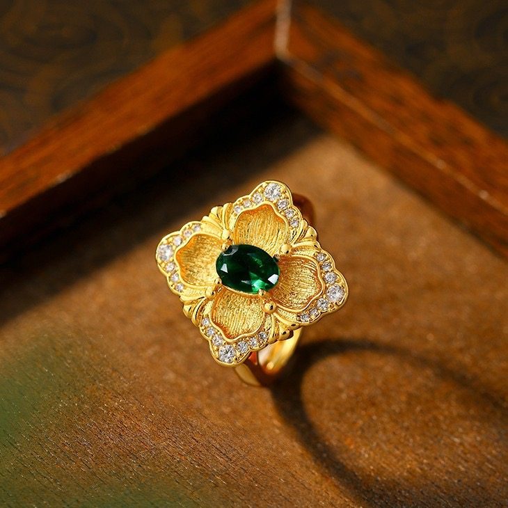 意大利布拉提工艺戒指复古仿潘杰希尔祖母绿项链耳钉奢华珠宝套装,淘宝优惠券,粉丝福利购,淘宝优惠卷