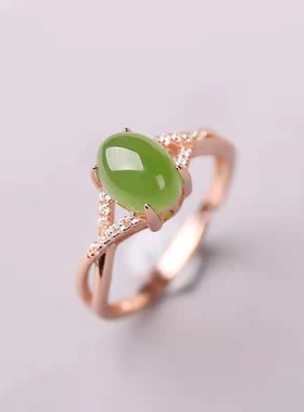 新中式镶嵌仿天然碧玉戒指