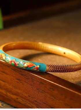 新中式年年有鱼景泰蓝彩绘手镯女