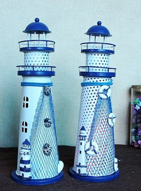 地中海铁艺灯塔带灯装饰摆件