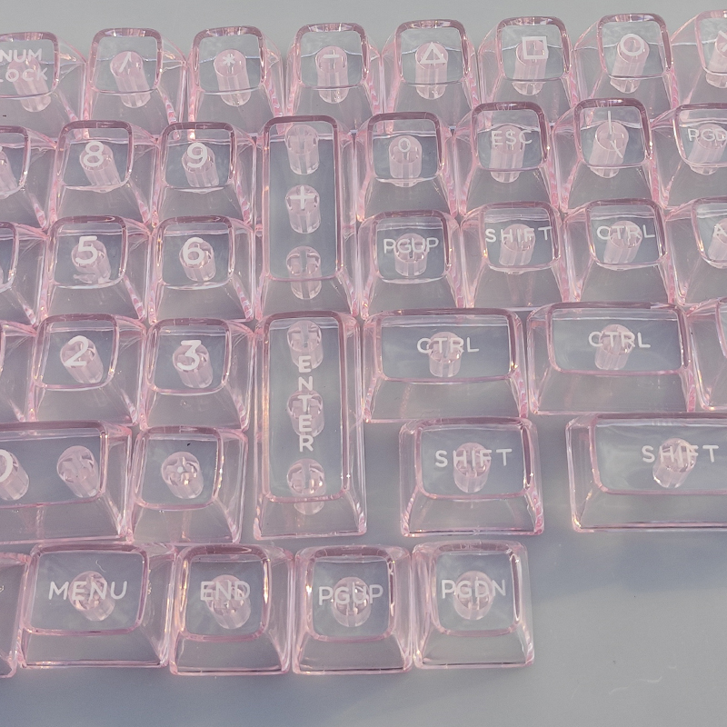 Kelowna 粉色SA高度透明水晶键帽机械键盘143键键帽64/84/98/104 - 图0