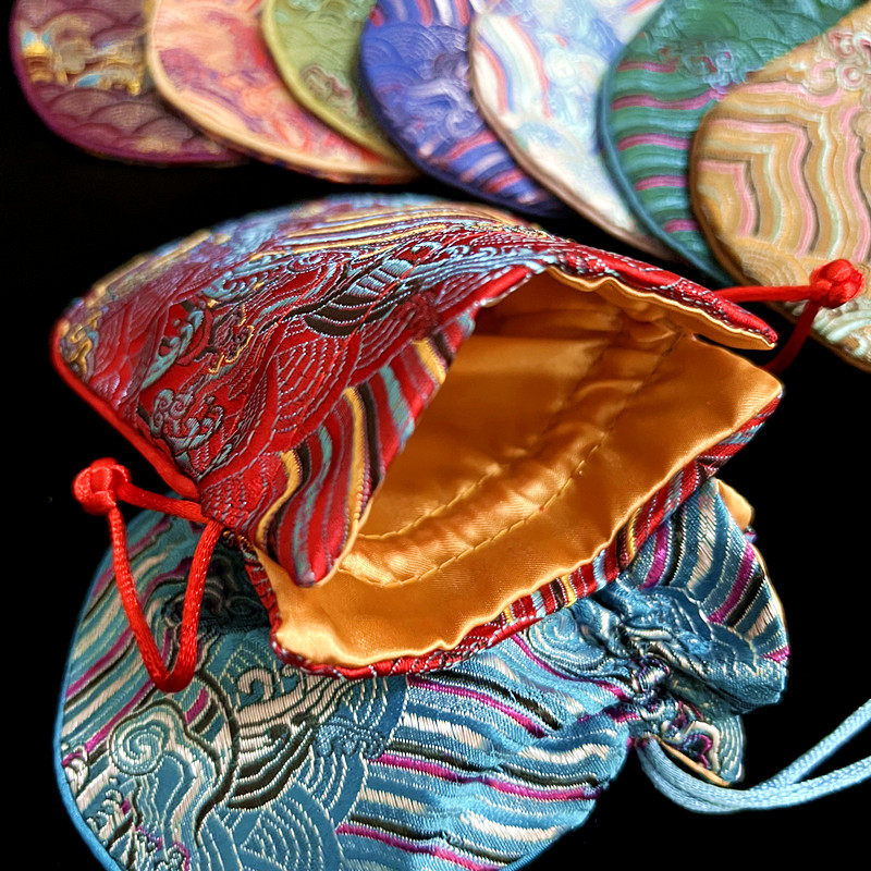 织锦缎双层抽绳首饰袋束口袋首饰手镯布袋文玩手串收纳袋盘玩荷包,淘宝优惠券,粉丝福利购,淘宝优惠卷