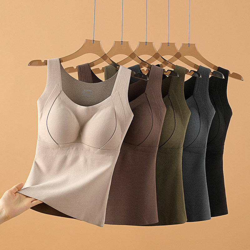 石墨烯发热德绒保暖背心女2026新款秋冬季加绒加厚带胸垫无痕内衣,淘宝优惠券,粉丝福利购,淘宝优惠卷