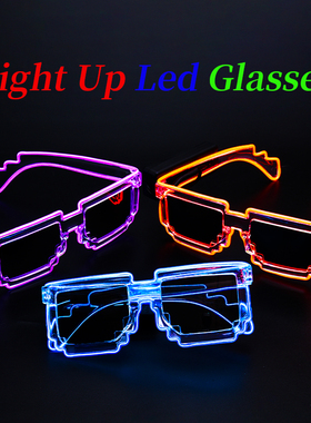 日本发光眼镜变装墨镜闪烁蹦迪酒吧夜场气氛搞怪拍照直播表演道具