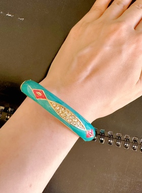 民族风格异域风情拼撞色弹簧开口手镯[设计师孤品独件满百包邮]