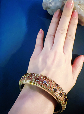 穿越1900/满钻360°宝石质感复古古典宫廷精致质感宽手镯独家孤品