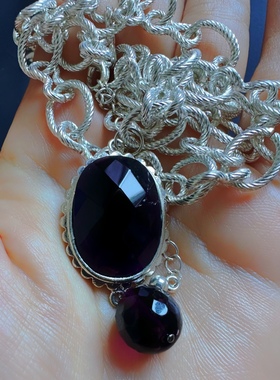 神秘紫色大颗水晶打标正品锁骨链【欧美品牌独家孤品满百包邮】