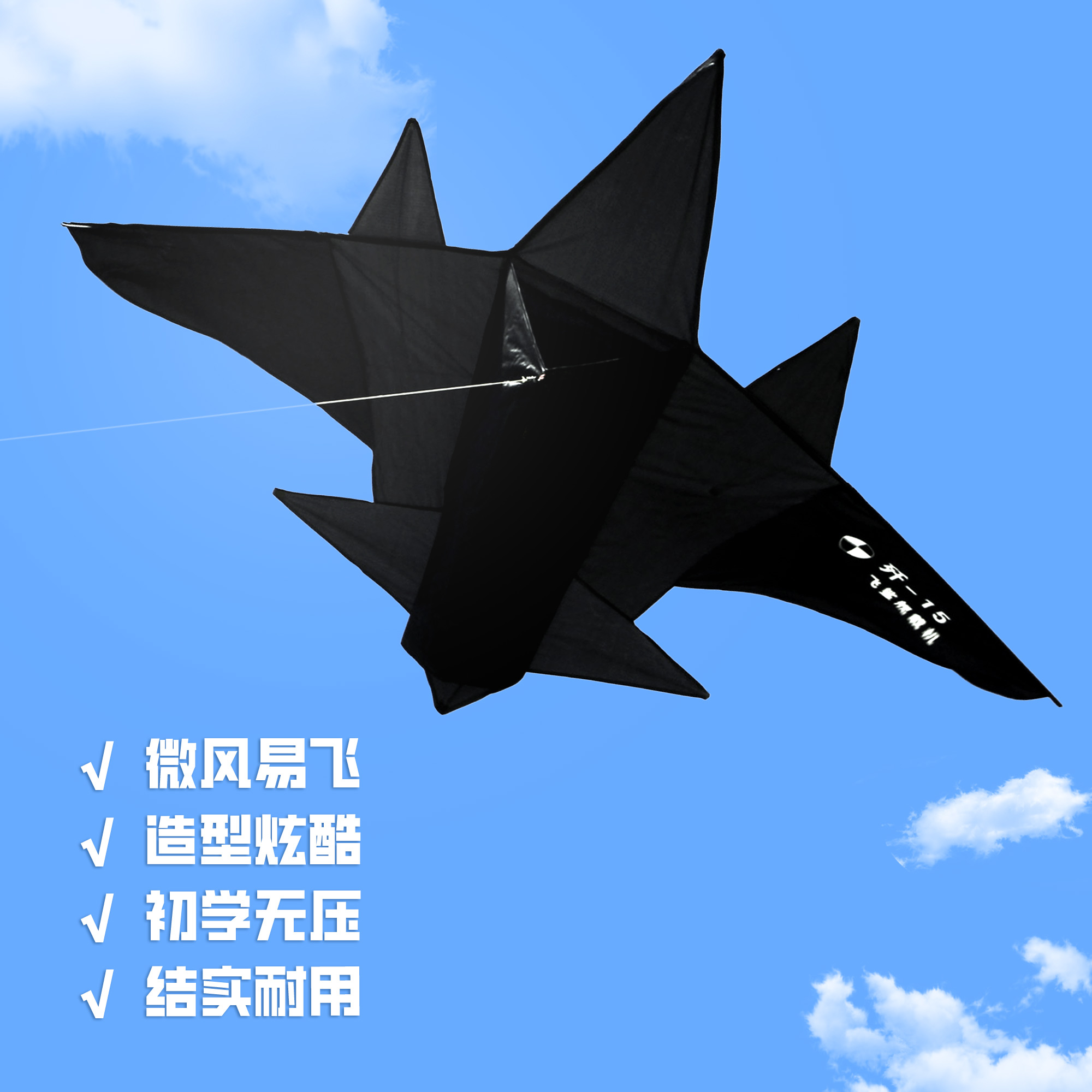 潍坊风筝 航母 歼--15飞机风筝 纯黑战斗机 风筝好玩 飞鲨舰载机 - 图3