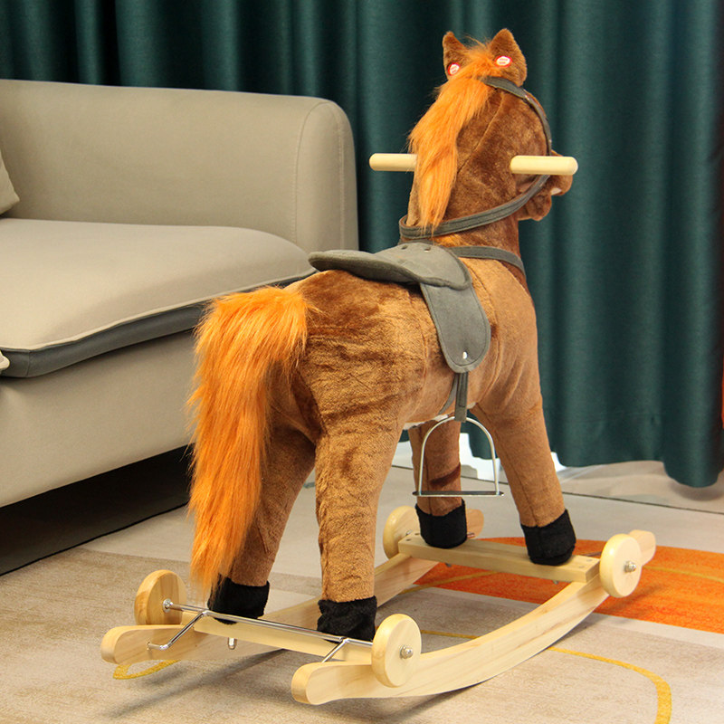 儿童实木摇马宝宝两用木马玩具婴儿生日礼物嘴动尾摇会唱歌仿真马,淘宝优惠券,粉丝福利购,淘宝优惠卷