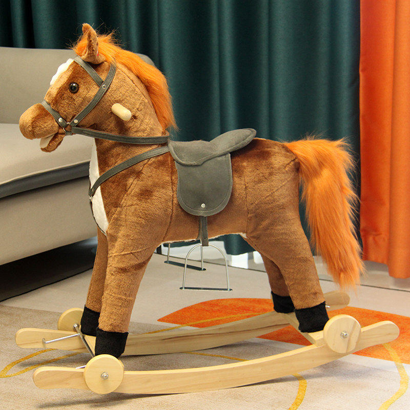 儿童实木摇马宝宝两用木马玩具婴儿生日礼物嘴动尾摇会唱歌仿真马,淘宝优惠券,粉丝福利购,淘宝优惠卷