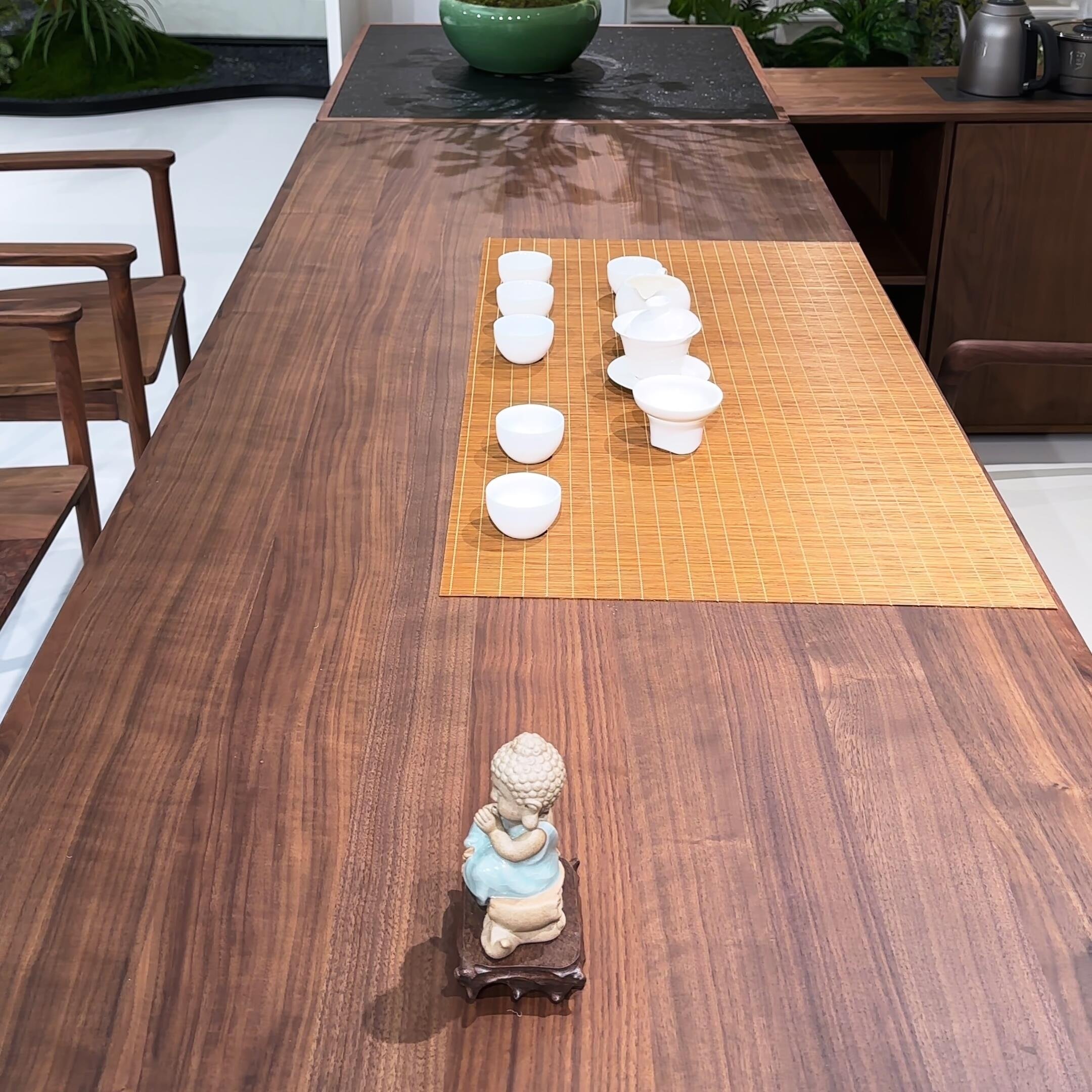 新中式北美黑胡桃木实木茶桌椅组合高端老板会客办公一体茶台定制,淘宝优惠券,粉丝福利购,淘宝优惠卷