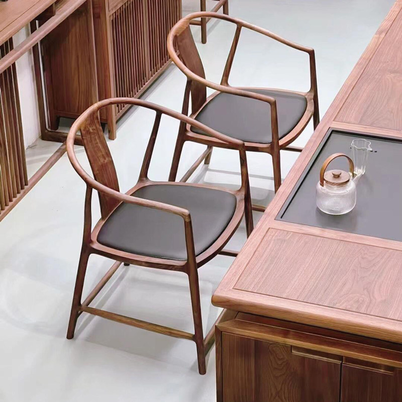 新中式北美黑胡桃木茶桌椅简约高级感茶室办公泡茶台高端家具定制,淘宝优惠券,粉丝福利购,淘宝优惠卷