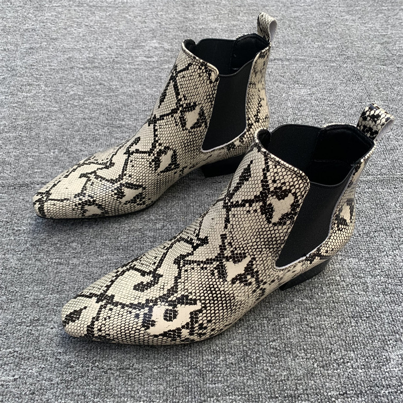 外贸原单秋冬爆款时尚百搭外穿尖头蛇纹松紧带切尔西靴轻奢时装靴,淘宝优惠券,粉丝福利购,淘宝优惠卷