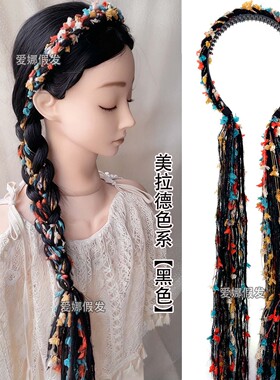 毛绒编发彩绳编发绑发发箍