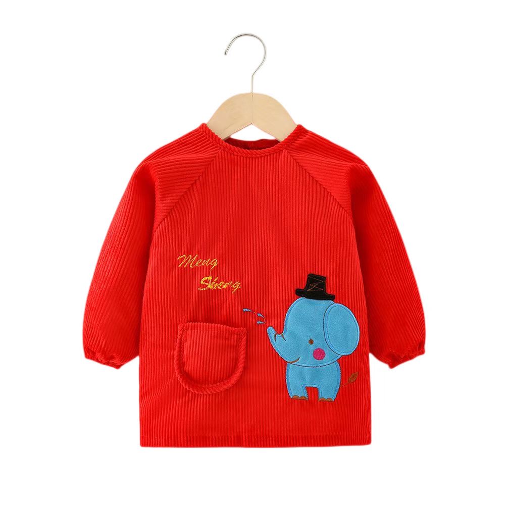 Baby eating smock, waterproof autumn and winter children's bib, boy's rice pocket, girl's anti-dirty anti-wearing baby coat