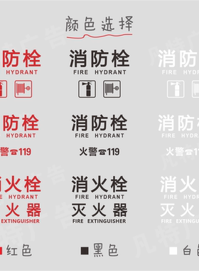 消火栓消防栓箱灭火器箱玻璃贴纸安全警示玻璃门贴纸墙贴标志标识