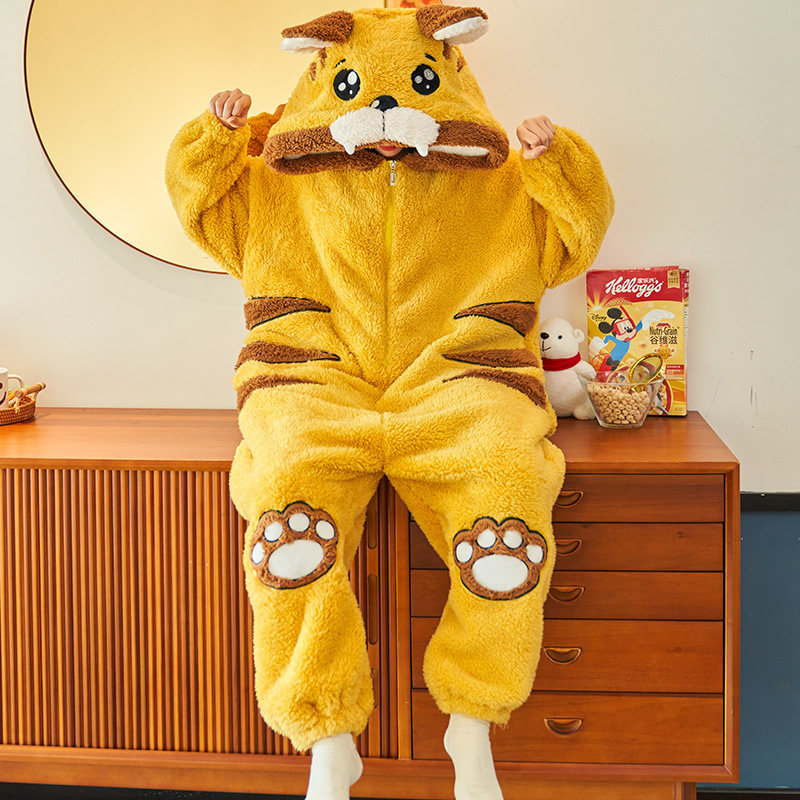 冬季连体长袖加绒卡通珊瑚绒睡衣 睡尚美睡衣/家居服套装