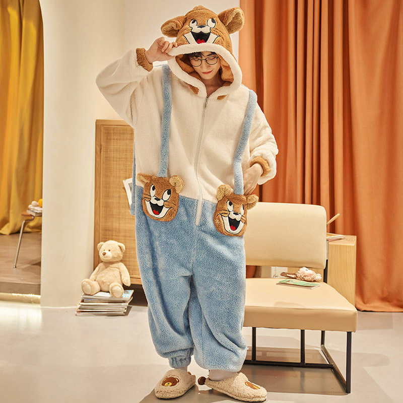 连体春秋冬款加厚珊瑚绒加绒睡衣 睡尚美睡衣/家居服套装