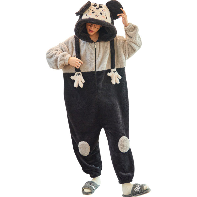 男冬季连体珊瑚绒青少年加绒睡裤 睡尚美睡衣/家居服套装