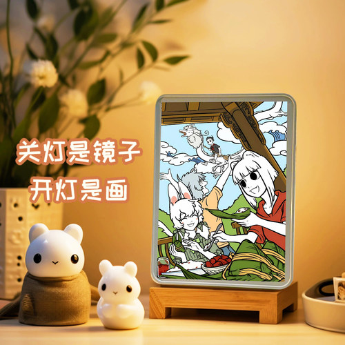 非人哉周边手办九月敖烈小玉灯光画夜灯装饰创意生日礼物盲盒摆件 - 图2