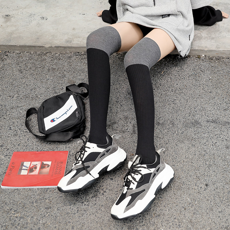 春夏新品网红潮流街头拼接撞色百搭时尚女士及过膝长高筒小大腿袜,淘宝优惠券,粉丝福利购,淘宝优惠卷