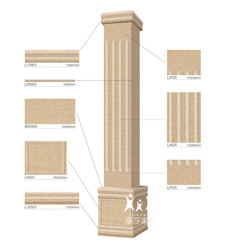 罗马柱瓷砖柱子瓷砖大门别墅仿大理石自建房外墙包柱子新中式3040-图2