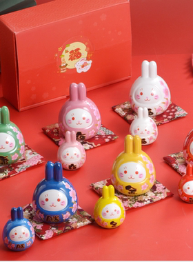 陶瓷桌面摆件兔子摆件达摩兔