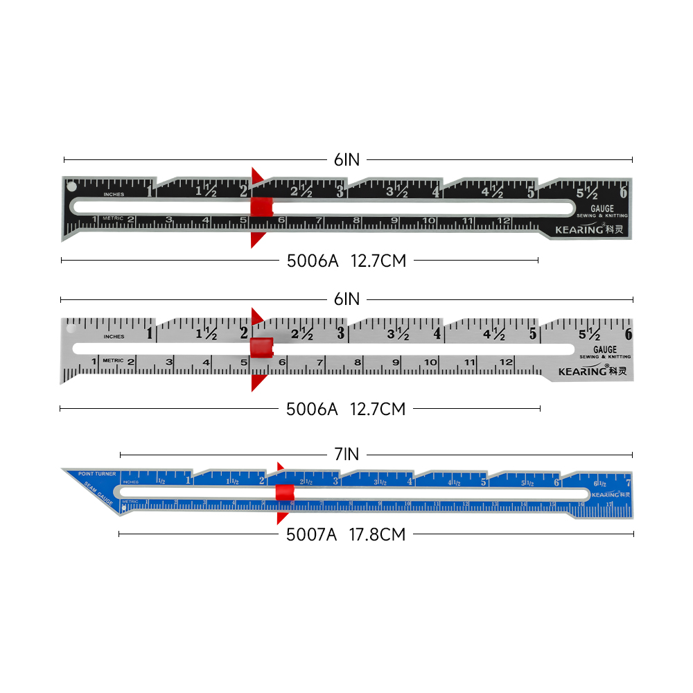 科灵缝纫尺量规手工测量纽扣定位缝份服装打版手工拼布5006A/5007A航空铝材质/柔韧性好/回弹效果好/不易变形 - 图1