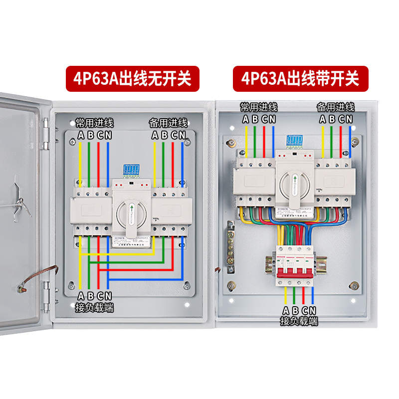 双电源自动转换开关配电箱切换箱220v380v单相三相四线发电机定时