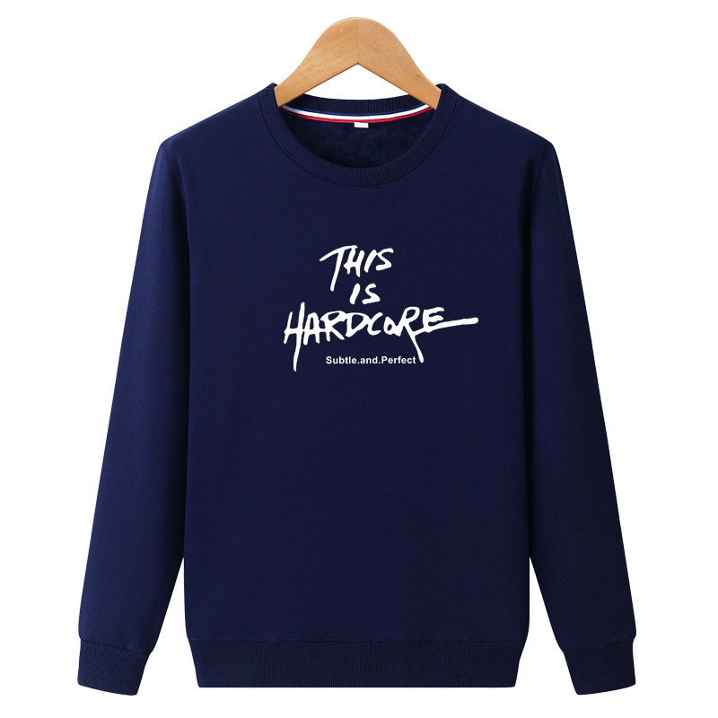 冬季男士加绒纯棉圆领无帽男装卫衣 英麦迪卫衣