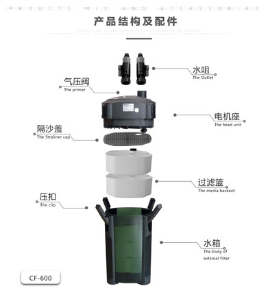 鱼缸外置创星过滤桶CF1200水族箱鱼池过滤器设备缸CF800前置静音-图2